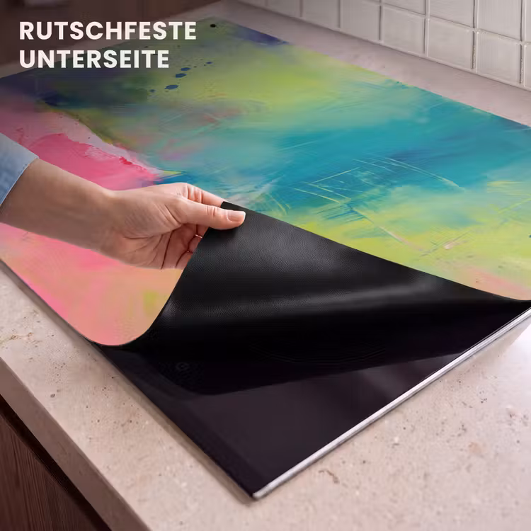 Abstract - Kleuren - Modern - Groen - Roze Inductie beschemer met haakjes klein -ky-onderkant-de