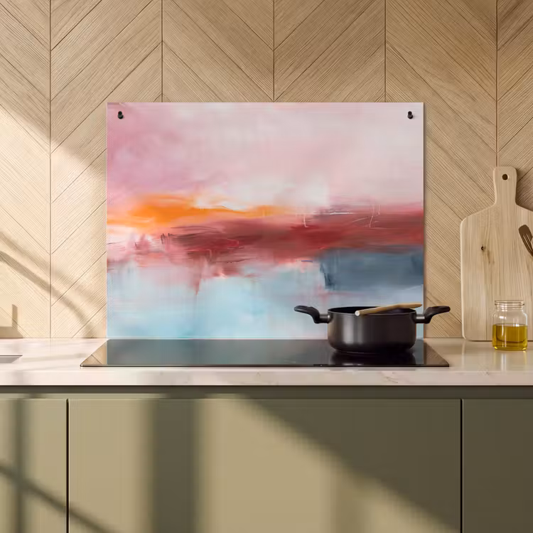 Abstract - Kleuren - Modern - Kunst - Roze Inductie beschemer met haakjes klein -sfeer2