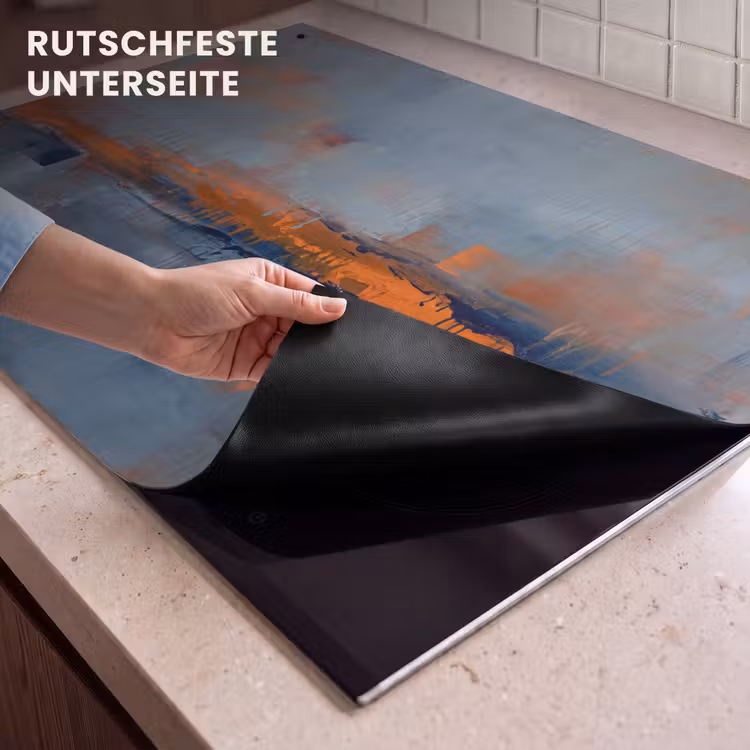 Abstract - Kleuren - Modern - Oranje - Grijs Inductie beschemer met haakjes klein -ky-onderkant-de