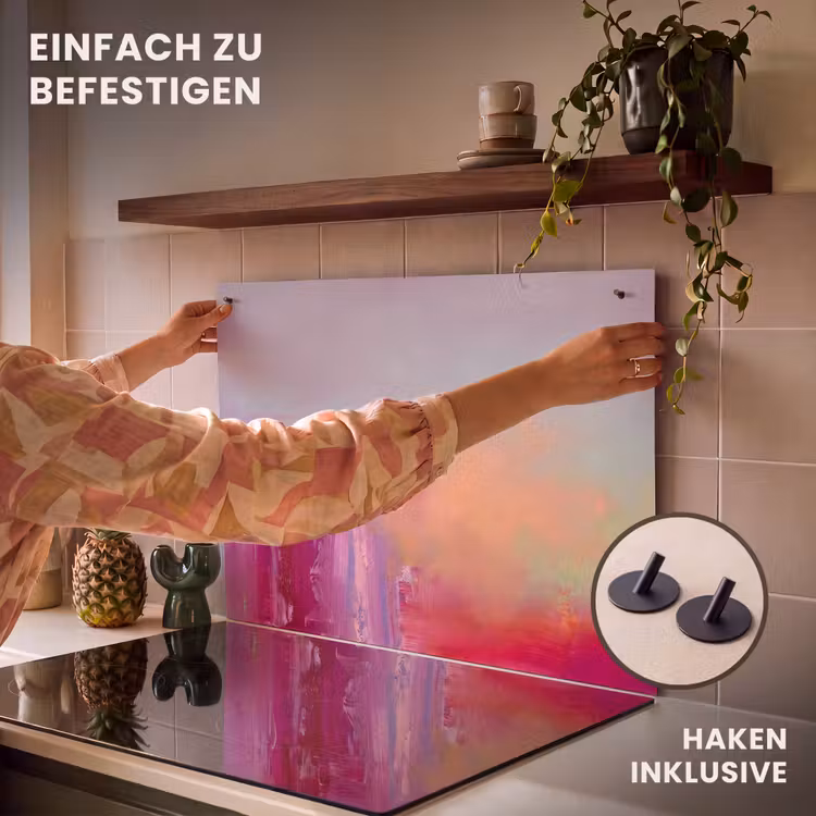 Abstract - Kleuren - Modern - Roze Inductie beschemer met haakjes klein -ky-ophangen-de