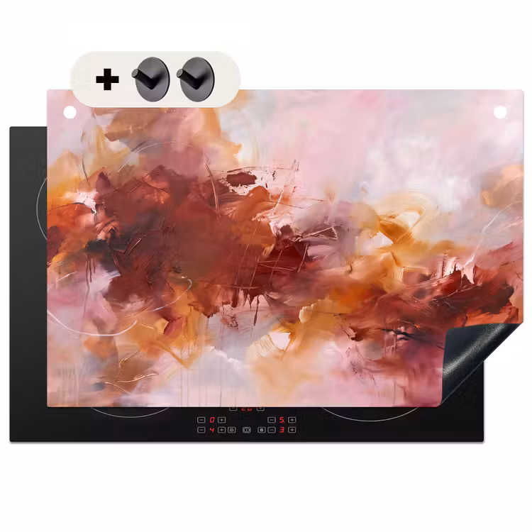 Abstract - Kleurrijk - Kunst - Modern - Roze-Rood Inductie beschemer met haakjes klein -3d