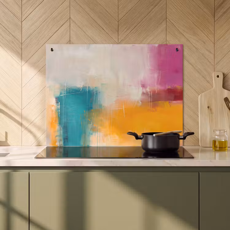 Abstract - Kleurrijk - Modern - Kunst - Oranje Inductie beschemer met haakjes klein -sfeer2