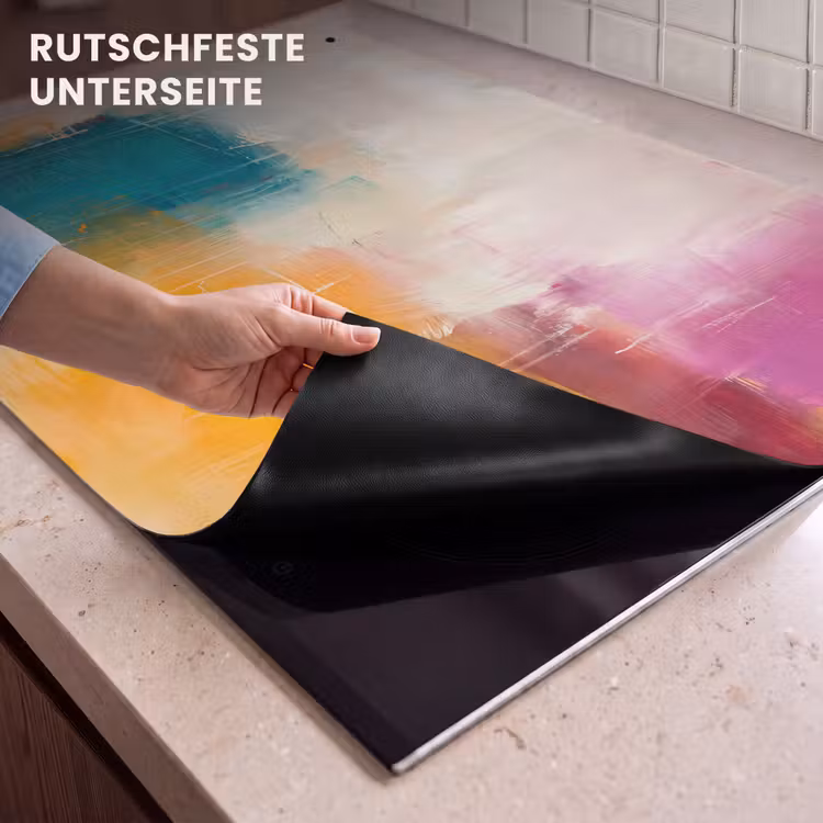 Abstract - Kleurrijk - Modern - Kunst - Oranje Inductie beschemer met haakjes klein -ky-onderkant-de