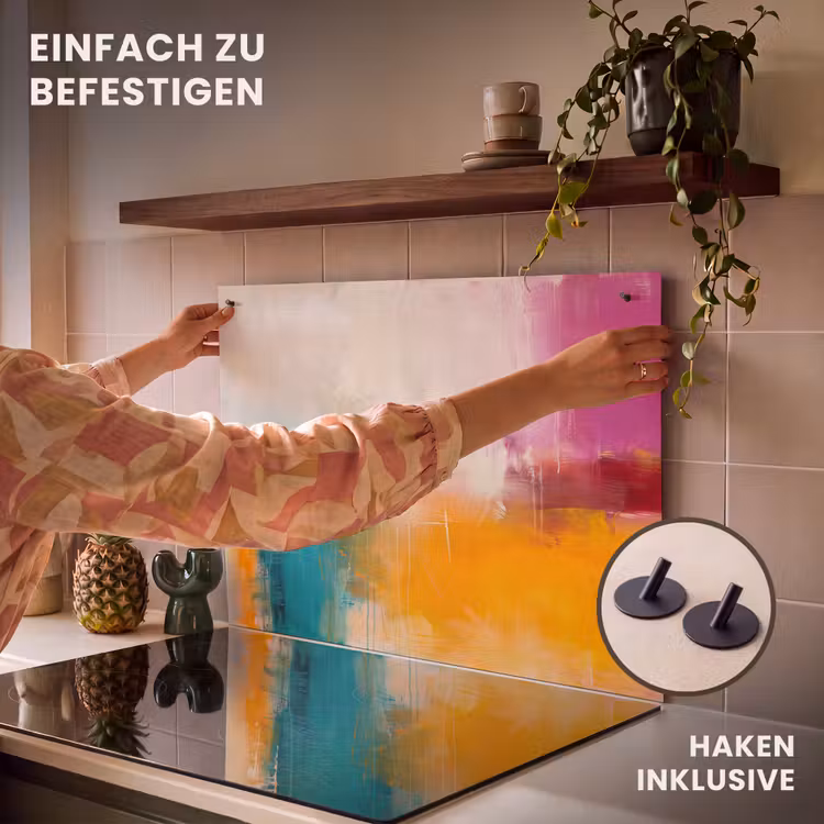 Abstract - Kleurrijk - Modern - Kunst - Oranje Inductie beschemer met haakjes klein -ky-ophangen-de