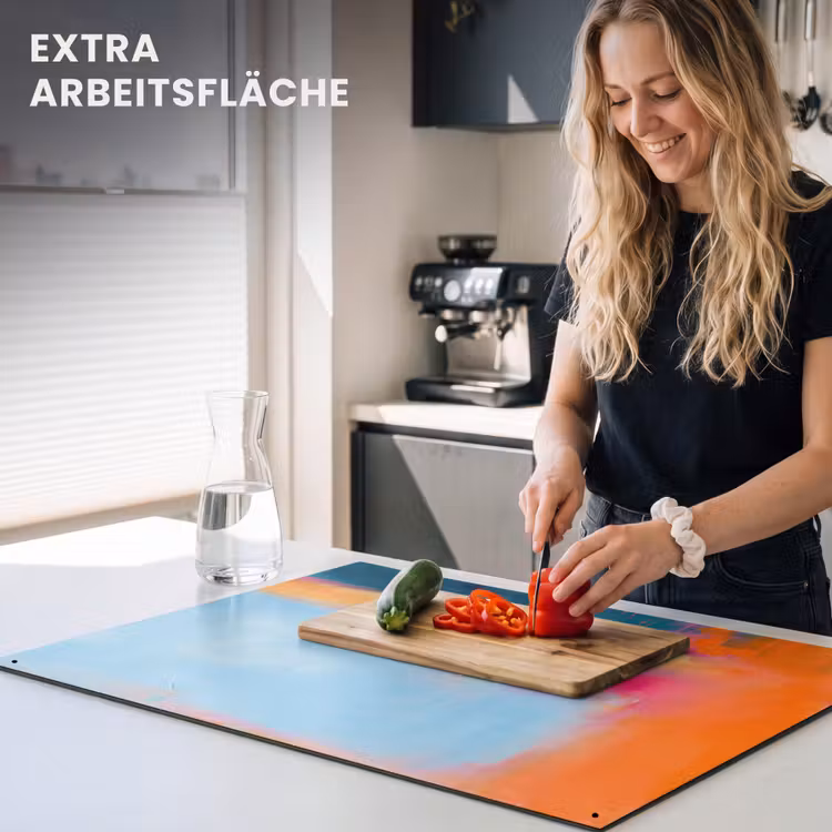 Abstract - Kleurvlakken - Modern - Oranje - Blauw Inductie beschemer met haakjes klein -ky-usp-de