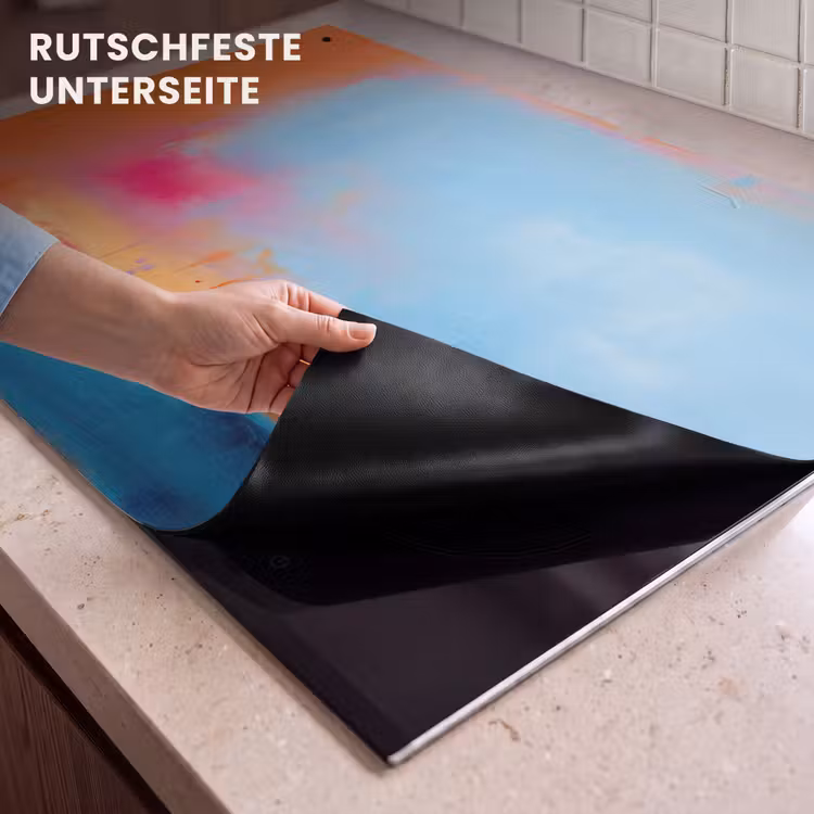 Abstract - Kleurvlakken - Modern - Oranje - Blauw Inductie beschemer met haakjes klein -ky-onderkant-de