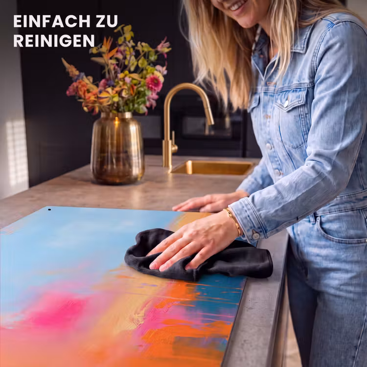 Abstract - Kleurvlakken - Modern - Oranje - Blauw Inductie beschemer met haakjes klein -ky-schoon-de