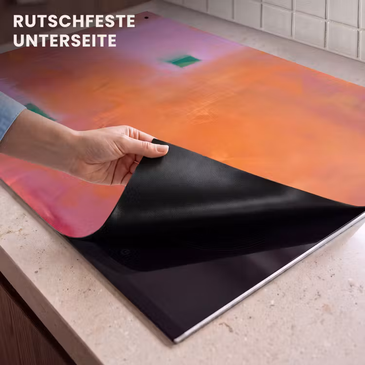 Abstract - Vlakken - Kunst - Modern - Oranje Inductie beschemer met haakjes klein -ky-onderkant-de