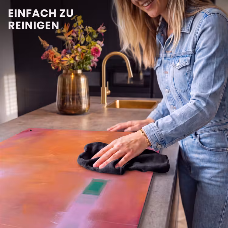 Abstract - Vlakken - Kunst - Modern - Oranje Inductie beschemer met haakjes klein -ky-schoon-de