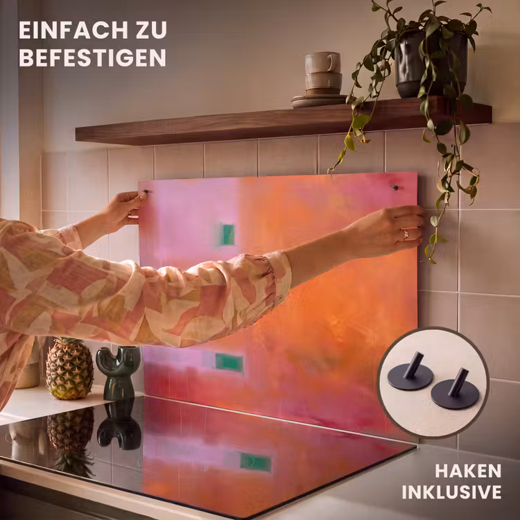 Abstract - Vlakken - Kunst - Modern - Oranje Inductie beschemer met haakjes klein -ky-ophangen-de