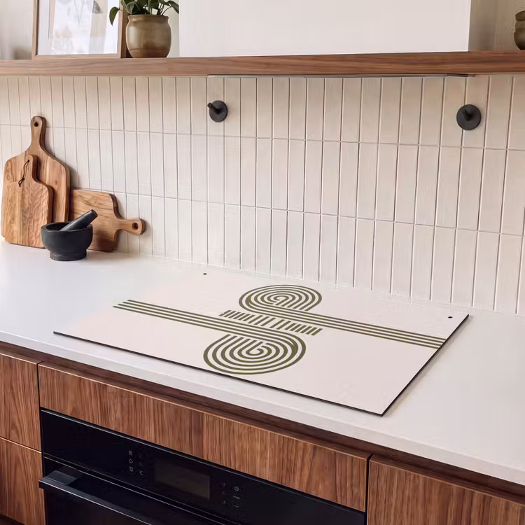 Abstract - Vormen - Modern - Groen Inductie beschemer met haakjes klein -sfeer1
