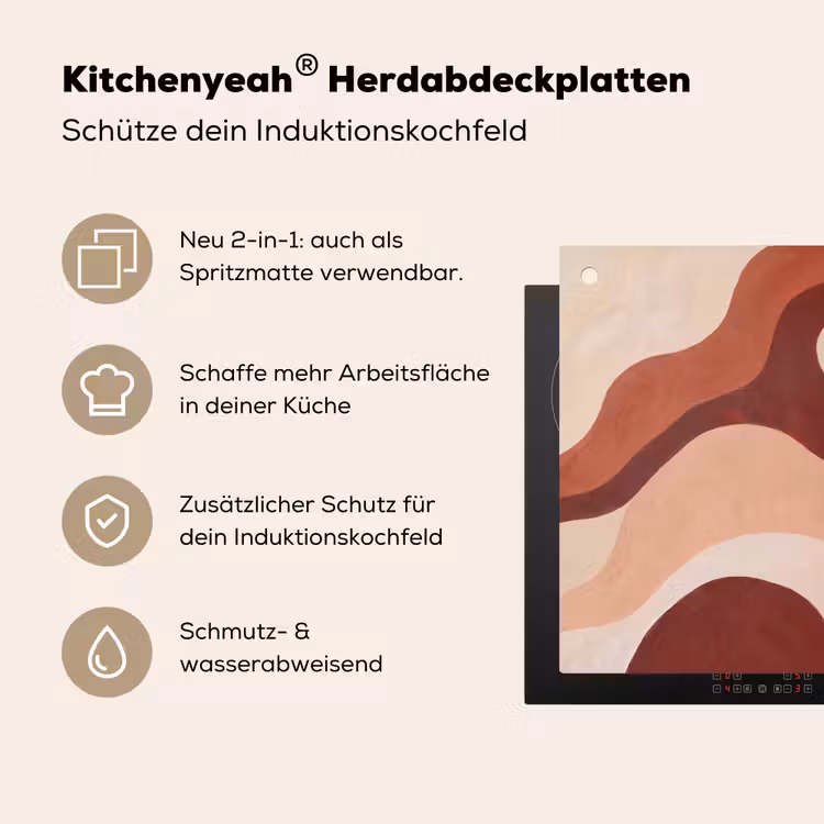 Abstract - Vormen - Organisch - Aardetinten - Modern Inductie beschemer met haakjes klein -ky-usp-de