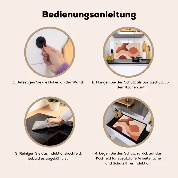 Abstract - Vormen - Organisch - Aardetinten - Modern Inductie beschemer met haakjes klein -ky-gebruik-de