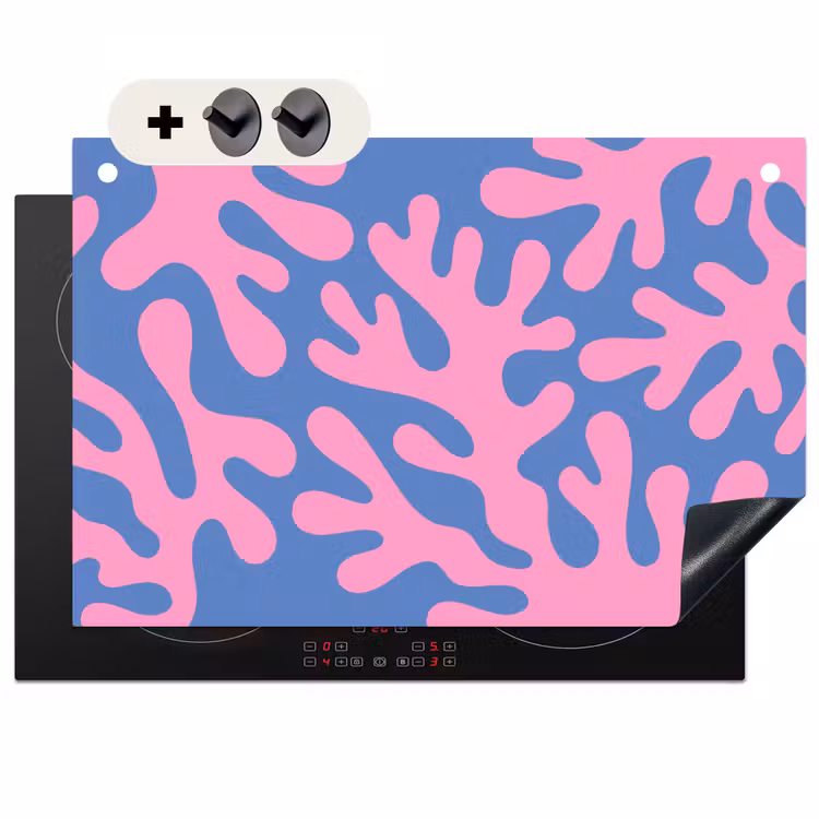 Abstract - Vormen - Roze - Blauw Inductie beschemer met haakjes klein -3d