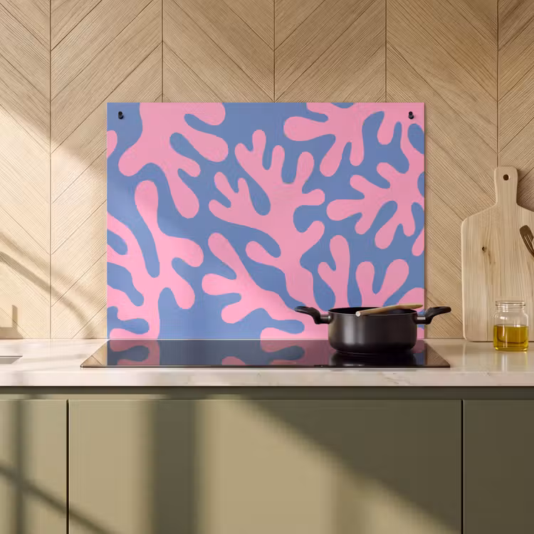 Abstract - Vormen - Roze - Blauw Inductie beschemer met haakjes klein -sfeer2