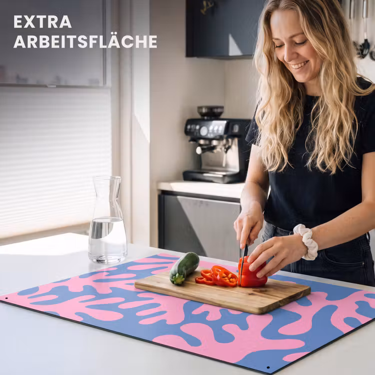 Abstract - Vormen - Roze - Blauw Inductie beschemer met haakjes klein -ky-usp-de