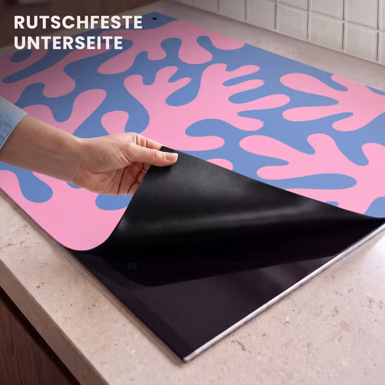 Abstract - Vormen - Roze - Blauw Inductie beschemer met haakjes klein -ky-onderkant-de