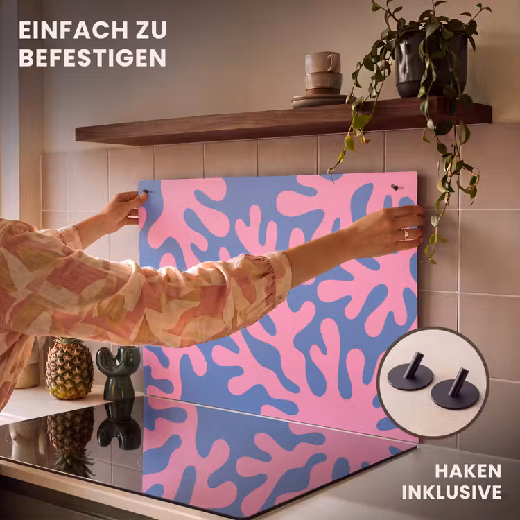 Abstract - Vormen - Roze - Blauw Inductie beschemer met haakjes klein -ky-ophangen-de