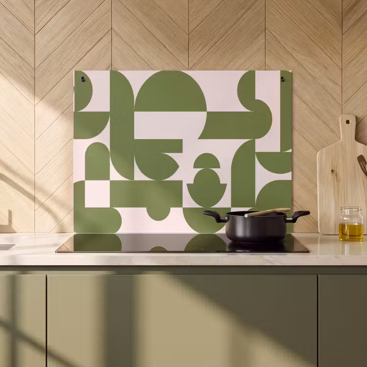 Abstract - Geometrie - Modern - Groen - Wit Inductie beschemer met haakjes klein -sfeer2