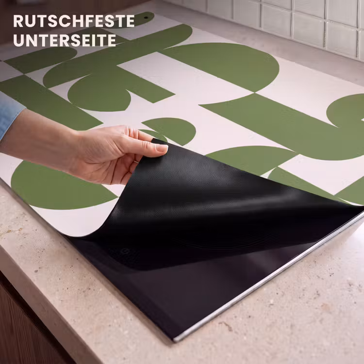 Abstract - Geometrie - Modern - Groen - Wit Inductie beschemer met haakjes klein -ky-onderkant-de