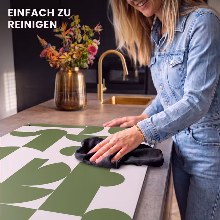 Abstract - Geometrie - Modern - Groen - Wit Inductie beschemer met haakjes klein -ky-schoon-de