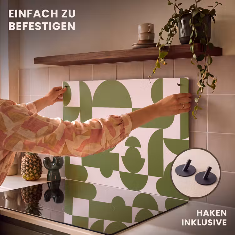 Abstract - Geometrie - Modern - Groen - Wit Inductie beschemer met haakjes klein -ky-ophangen-de