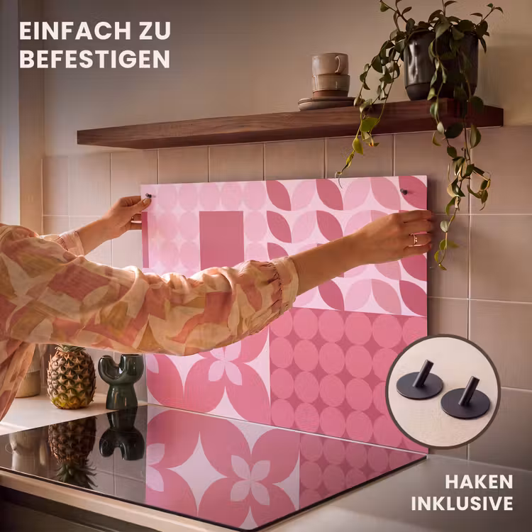 Abstract - Geometrisch - Patroon - Modern - Roze Inductie beschemer met haakjes klein -ky-ophangen-de