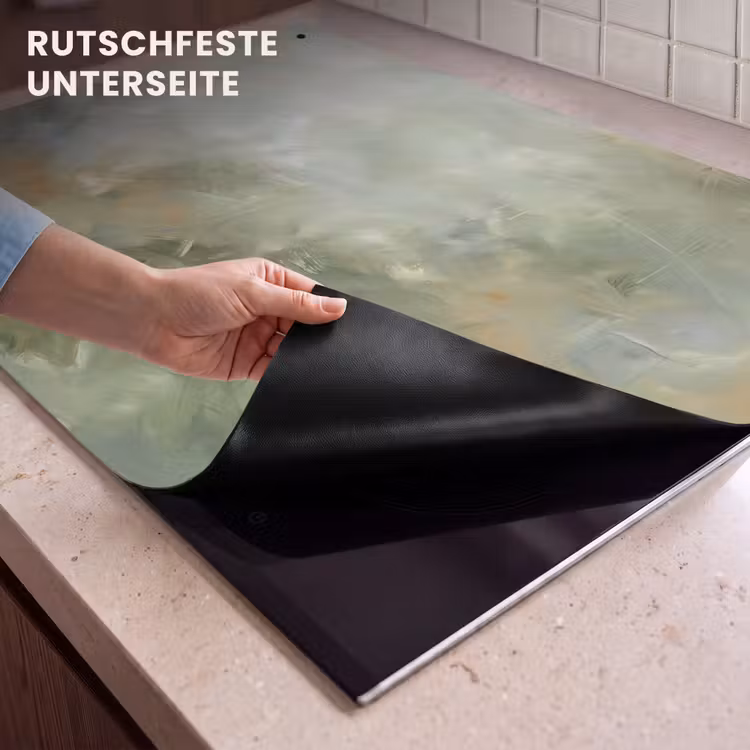 Abstract - Groen - Beige - Modern - Kunst Inductie beschemer met haakjes klein -ky-onderkant-de