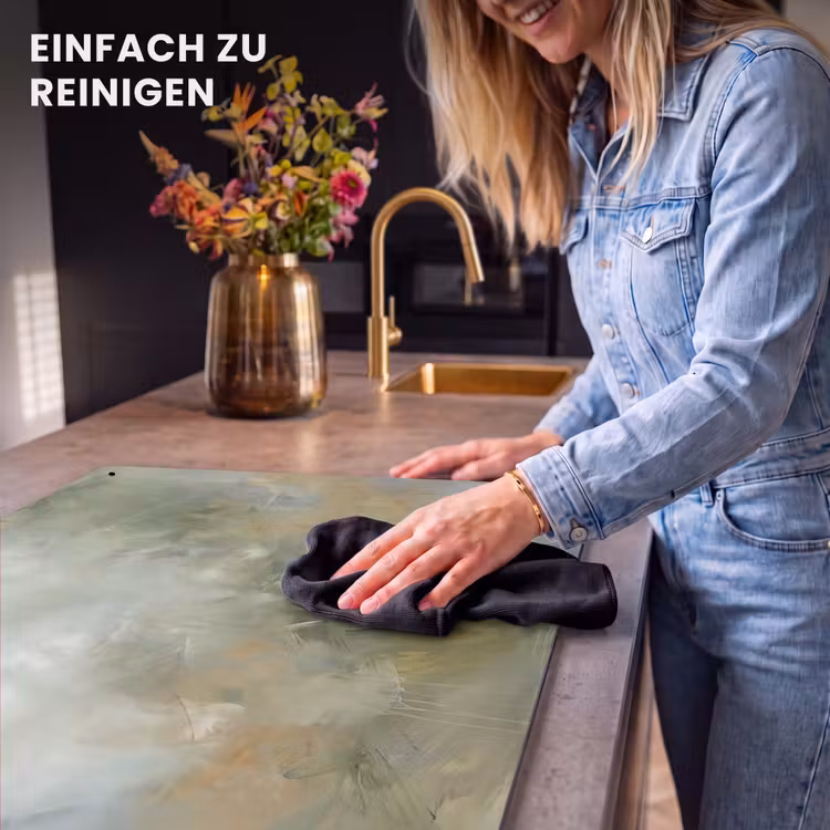 Abstract - Groen - Beige - Modern - Kunst Inductie beschemer met haakjes klein -ky-schoon-de