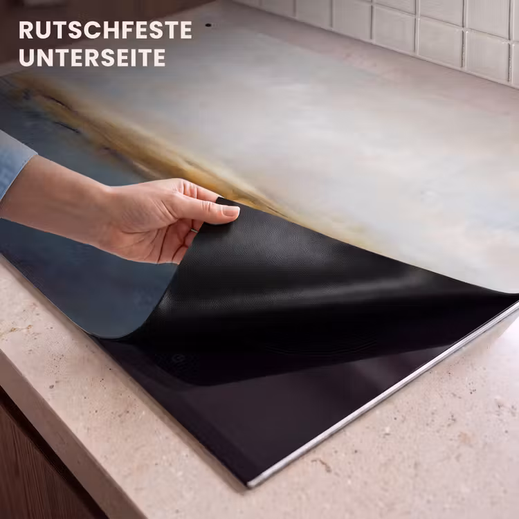 Abstract - Horizon - Water - Modern - Beige Inductie beschemer met haakjes klein -ky-onderkant-de