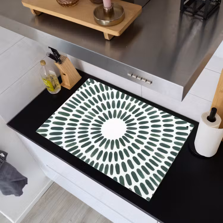 Abstract - Cirkel - Patroon - Modern - Groen Inductie beschemer met haakjes klein -sfeer1