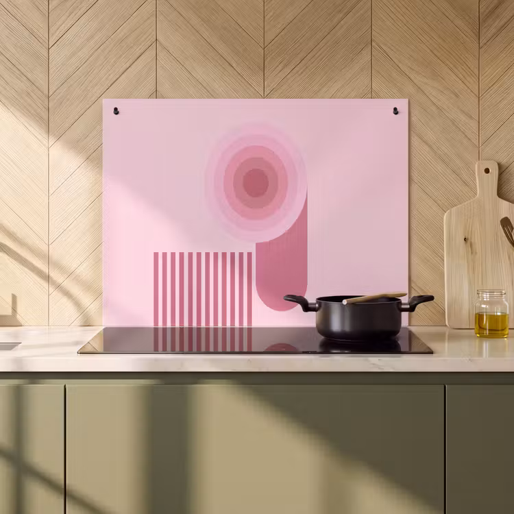 Abstract - Cirkels - Strepen - Modern - Roze Inductie beschemer met haakjes klein -sfeer2