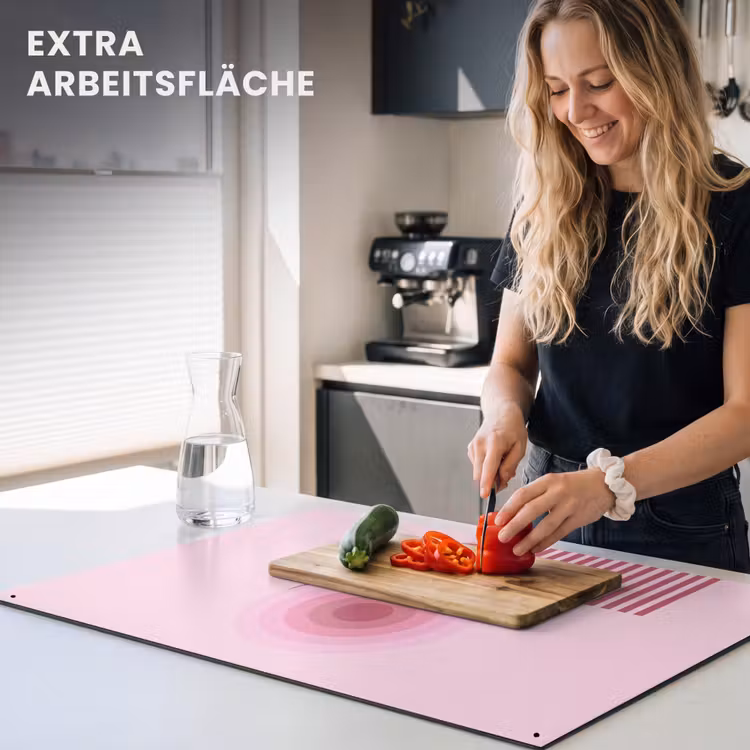 Abstract - Cirkels - Strepen - Modern - Roze Inductie beschemer met haakjes klein -ky-usp-de