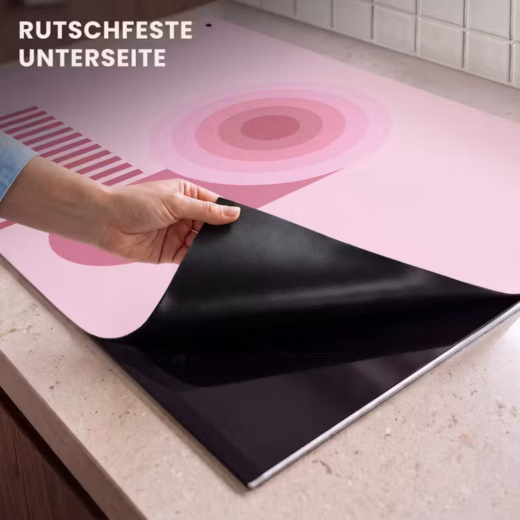 Abstract - Cirkels - Strepen - Modern - Roze Inductie beschemer met haakjes klein -ky-onderkant-de
