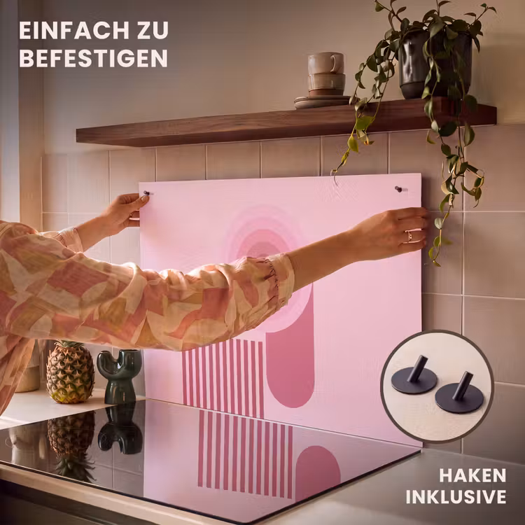 Abstract - Cirkels - Strepen - Modern - Roze Inductie beschemer met haakjes klein -ky-ophangen-de