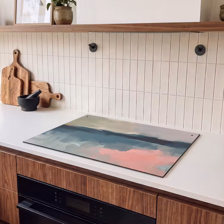 Abstract - Landschap - Kunst - Modern - Groen - Blauw Inductie beschemer met haakjes klein -sfeer1