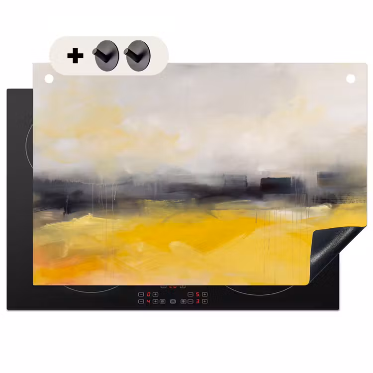 Abstract - Landschap - Modern - Geel Inductie beschemer met haakjes klein -3d