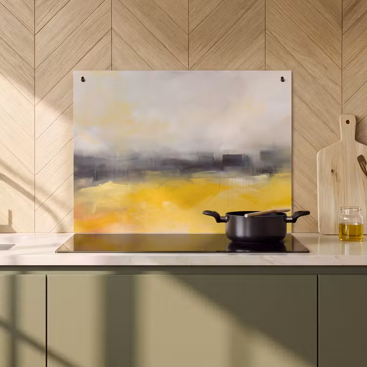 Abstract - Landschap - Modern - Geel Inductie beschemer met haakjes klein -sfeer2