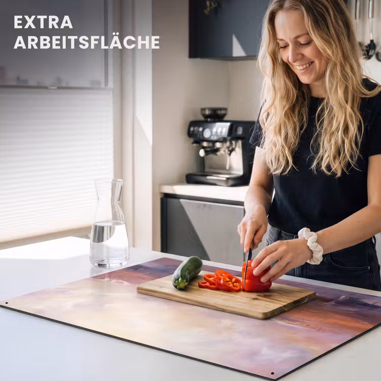 Abstract - Landschap - Modern - Paars - Oranje Inductie beschemer met haakjes klein -ky-usp-de