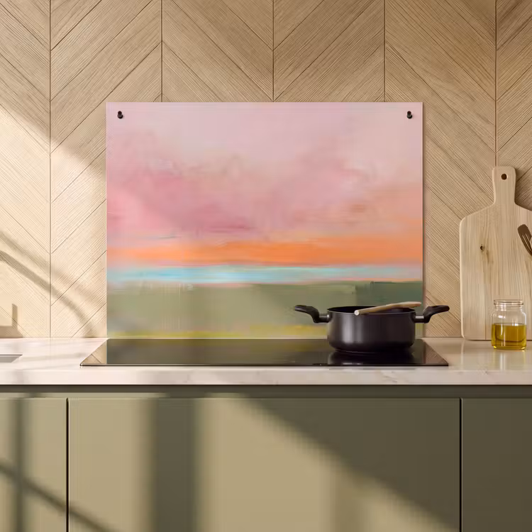 Abstract - Landschap - Modern - Roze - Oranje Inductie beschemer met haakjes klein -sfeer2
