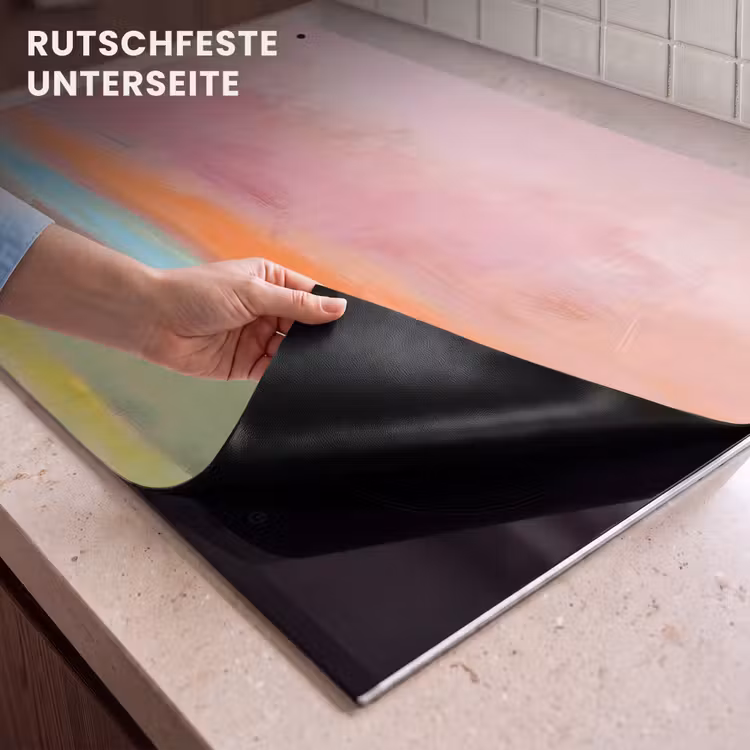 Abstract - Landschap - Modern - Roze - Oranje Inductie beschemer met haakjes klein -ky-onderkant-de