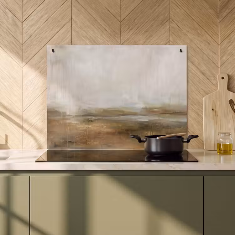 Abstract - Landschap - Natuur - Beige - Bruin Inductie beschemer met haakjes klein -sfeer2