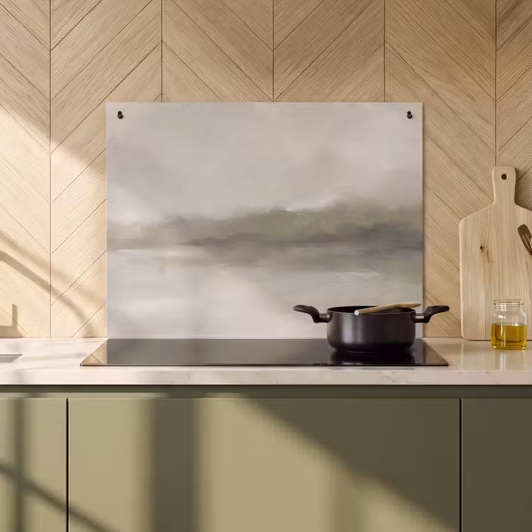 Abstract - Landschap - Nevel - Modern - Grijs Inductie beschemer met haakjes klein -sfeer2