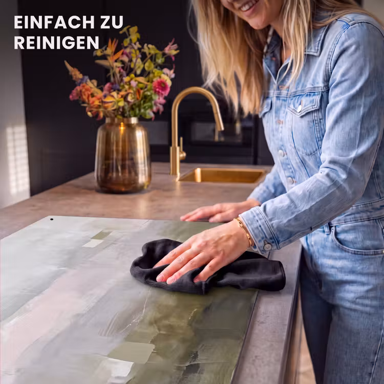 Abstract - Gelaagd - Kunst - Modern - Grijs-Groen Inductie beschemer met haakjes klein -ky-schoon-de