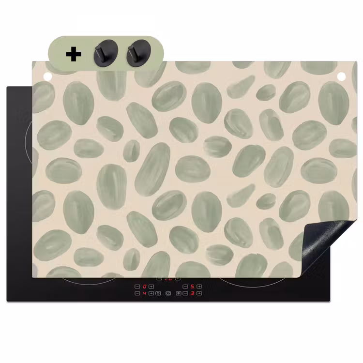 Abstract - Patroon - Organisch - Groen - Modern Inductie beschemer met haakjes klein -3d