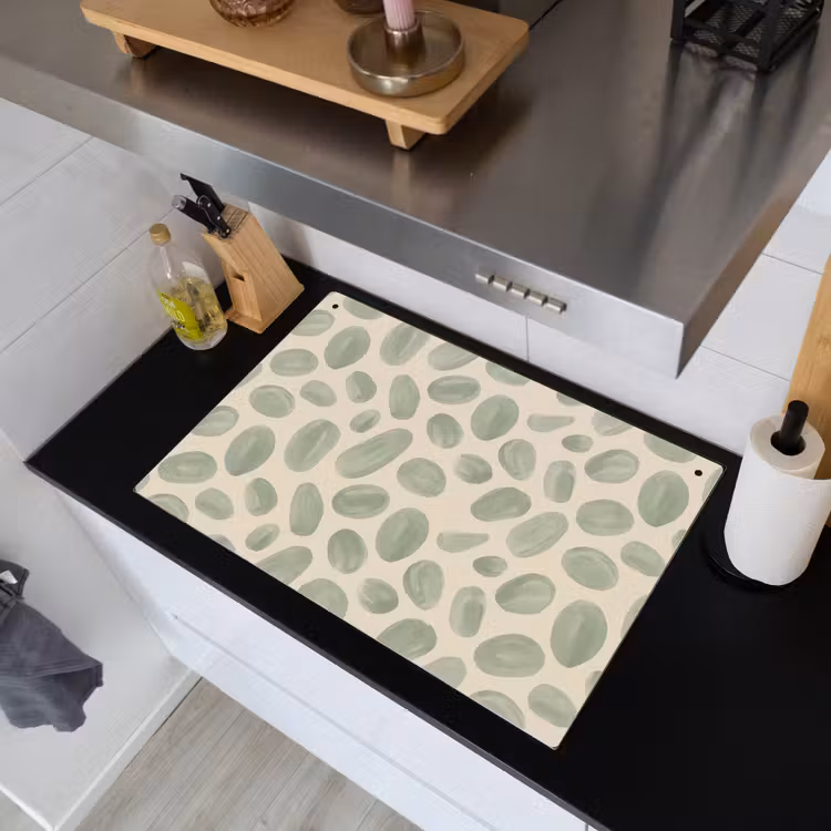 Abstract - Patroon - Organisch - Groen - Modern Inductie beschemer met haakjes klein -sfeer1