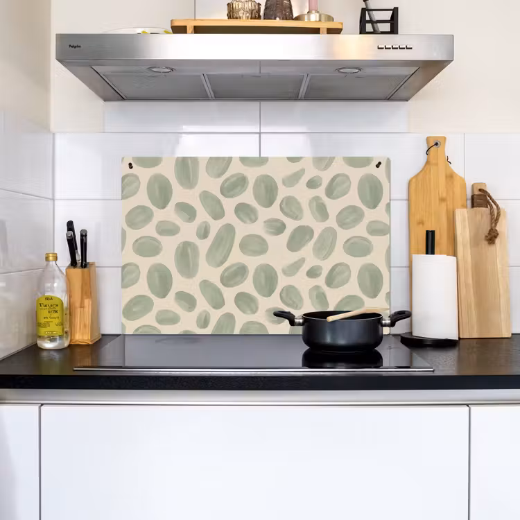 Abstract - Patroon - Organisch - Groen - Modern Inductie beschemer met haakjes klein -sfeer2