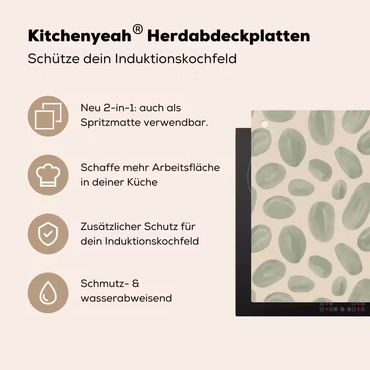 Abstract - Patroon - Organisch - Groen - Modern Inductie beschemer met haakjes klein -ky-usp-de