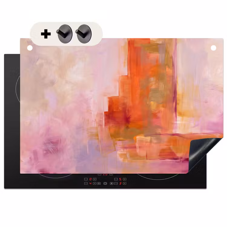 Abstract - Borstelstreken - Kunst - Paars - Goud Inductie beschemer met haakjes klein -3d