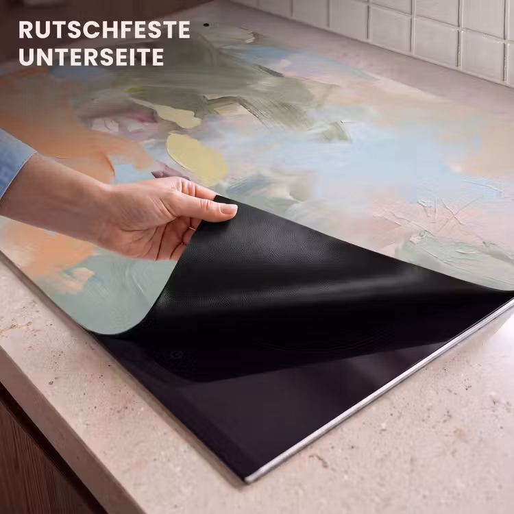 Abstract - Borstelstreken - Kunst - Modern - Pastel Inductie beschemer met haakjes klein -ky-onderkant-de